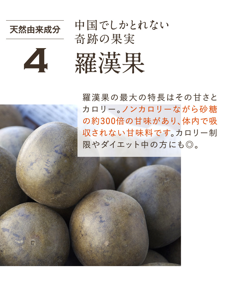 天然由来成分４　中国でしかとれない奇跡の果実　羅漢果